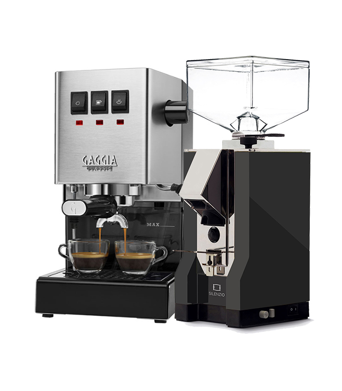 Gaggia-Classic-Pro-&-Eureka-Mignon-Silenzio-16CR-Black