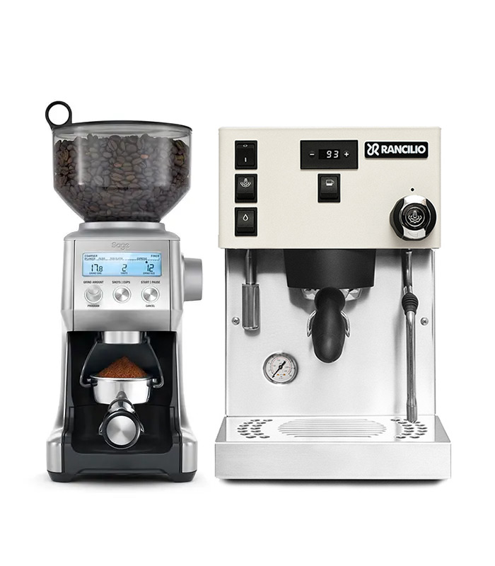 Rancilio Silvia Pro X Weiss & Sage the Smart Grinder Pro