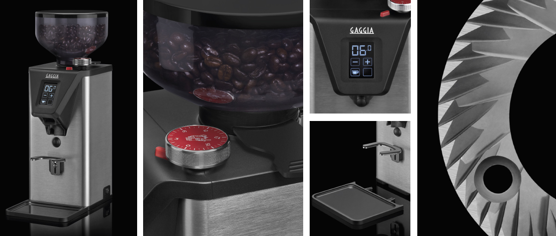 Design und Materialien der Kaffeemühle Gaggia MDF 55